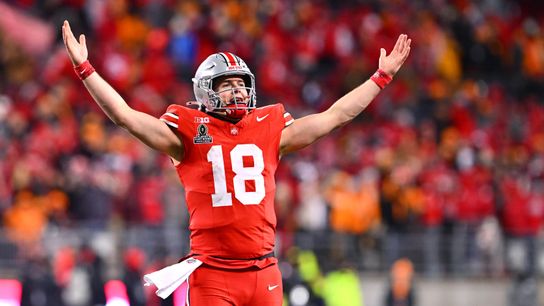 Steelers' 2025 NFL Draft sixth-round pick quarterback Will Howard celebrating during a game Steelers' 2025 NFL Draft sixth-round pick quarterback Will Howard celebrating during a game